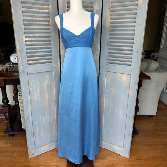 Free People Gia Bustier Slip Maxi Dress Coastal Blue Sz 4 - Picture 3 of 16